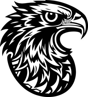 İnanılmaz ve güçlü şahin amblemi sanat vektörü. Vektör illüstrasyonu