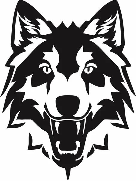 Super Poderoso Lobo Emblema Arte Vetor Ilustração Vetorial —  Vetores de Stock