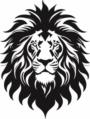 Fantastik ve güçlü aslan amblemi sanat vektörü. Vektör illüstrasyonu