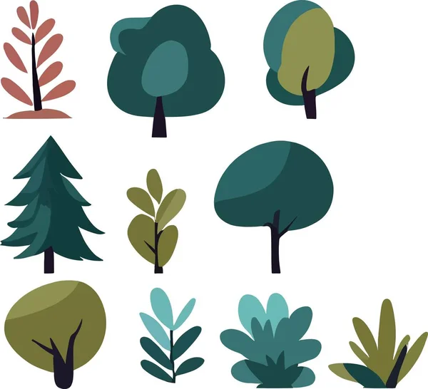 Великий Плоский Кущ Лісової Рамки Квітковий Вектор Векторні Ілюстрації — стоковий вектор
