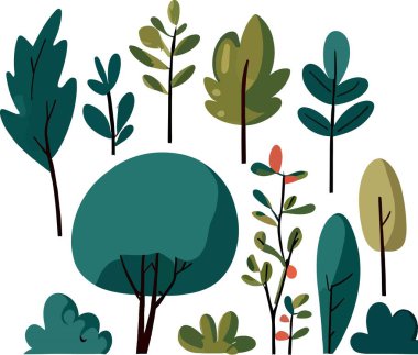 Harika düz çalı ormanının çiçek taşıyıcısı. Vektör illüstrasyonu