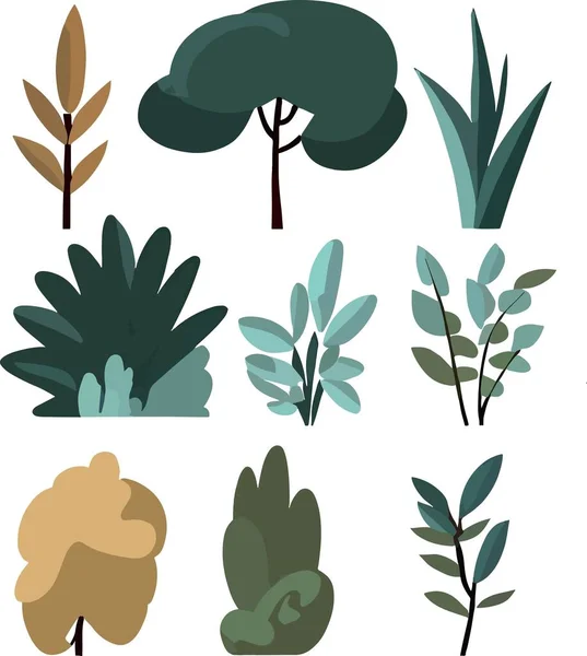 Incrível Arbusto Plano Floresta Quadro Floral Vetor Ilustração Vetorial — Vetor de Stock