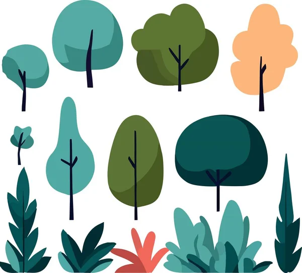 Fantástico Arbusto Plano Floresta Quadro Floral Vetor Ilustração Vetorial — Vetor de Stock