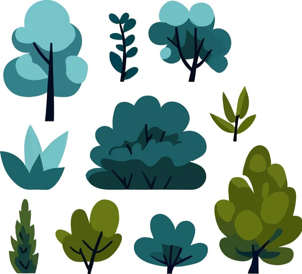 Excelente Arbusto Plano Floresta Quadro Floral Vetor Ilustração Vetorial — Vetor de Stock
