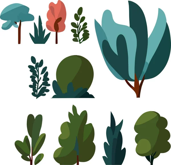 Arbusto Plano Lindo Floresta Quadro Floral Vetor Ilustração Vetorial — Vetor de Stock