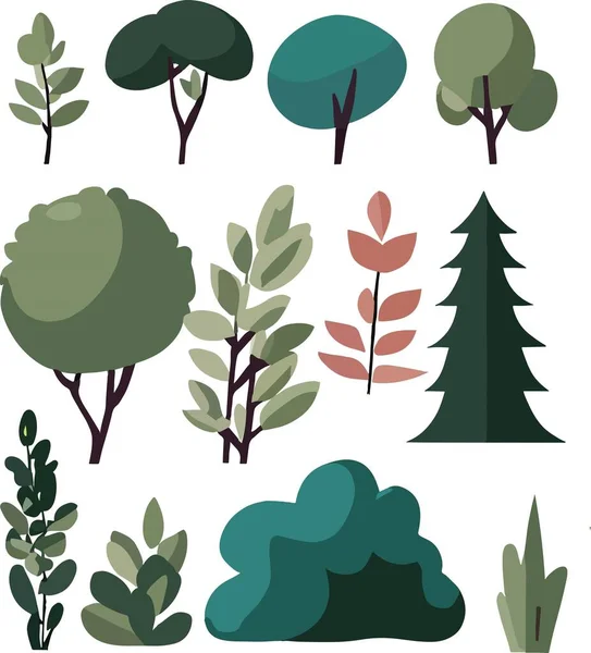 Дивовижний Плоский Кущ Лісової Рамки Квітковий Вектор Векторні Ілюстрації — стоковий вектор