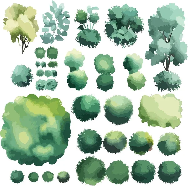 Alberi Incredibili Cespugli Arbusti Vettore Vista Dall Alto Illustrazione Vettoriale — Vettoriale Stock