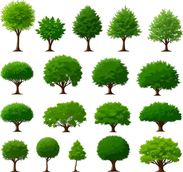Gorgeous Forest Trees Bushes Plants Art Vector Vector Illustration — Stock Vector