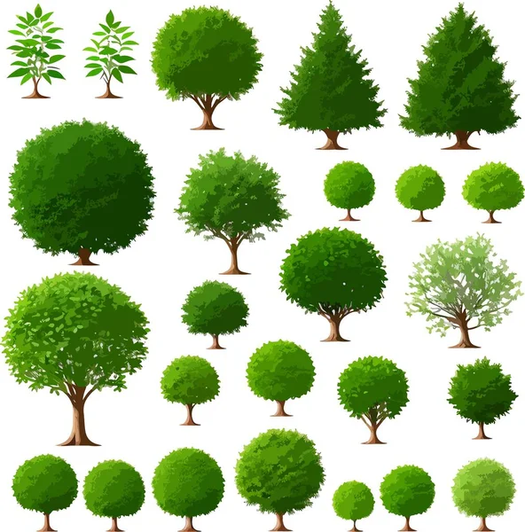 Mükemmel orman ağaçları çalılar bitki sanatı taşıyıcısı. Vektör illüstrasyonu