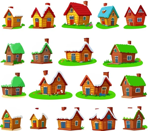 stock vector Incredible fantasy dwarf house village art vector. Vector illustration