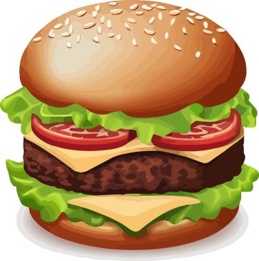 Harika ve zarif bir Burguer, vektör logo sanatı. Vektör illüstrasyonu