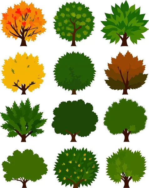 stock vector Super trees bushes shrubs seasesonal vector art. Vector illustration