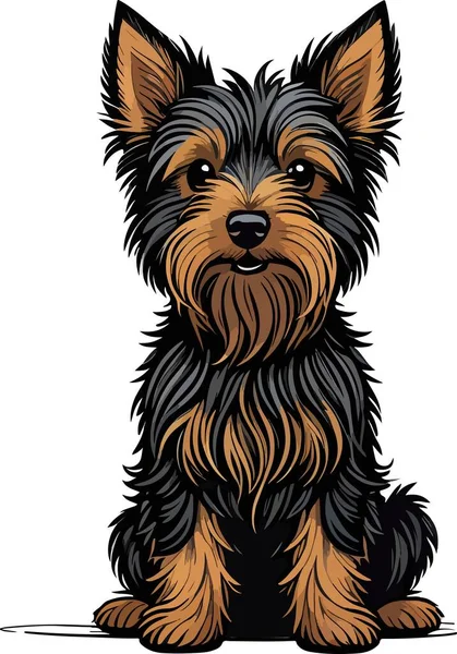 Anjing Terrier Seni Vektor Yang Luar Biasa Dan Indah Ilustrasi - Stok Vektor