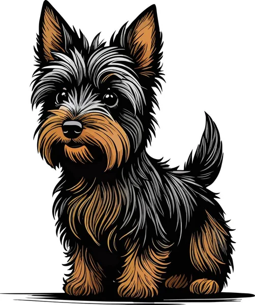 Chiot Terrier Art Vectoriel Incroyable Charmant Illustration Vectorielle — Image vectorielle