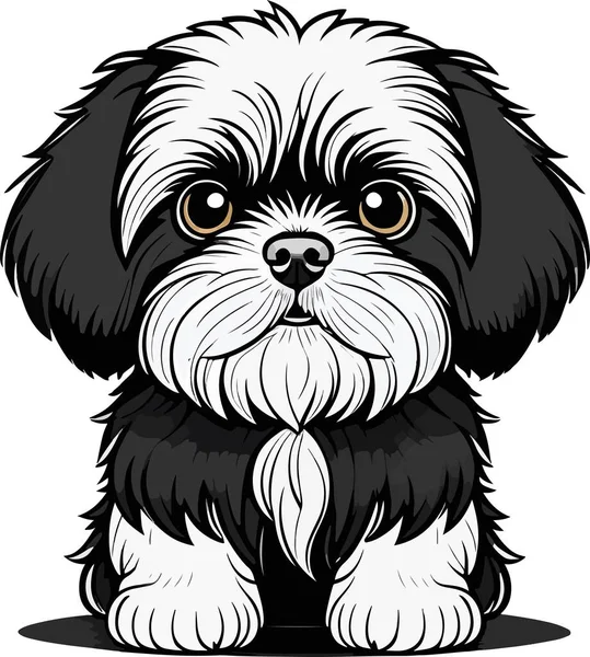 Hermoso Encantador Arte Cachorro Shih Tzu Ilustración Vectorial — Vector de stock
