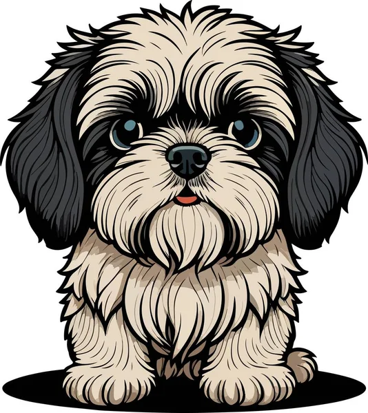 Maravilloso Encantador Arte Cachorro Shih Tzu Ilustración Vectorial — Vector de stock