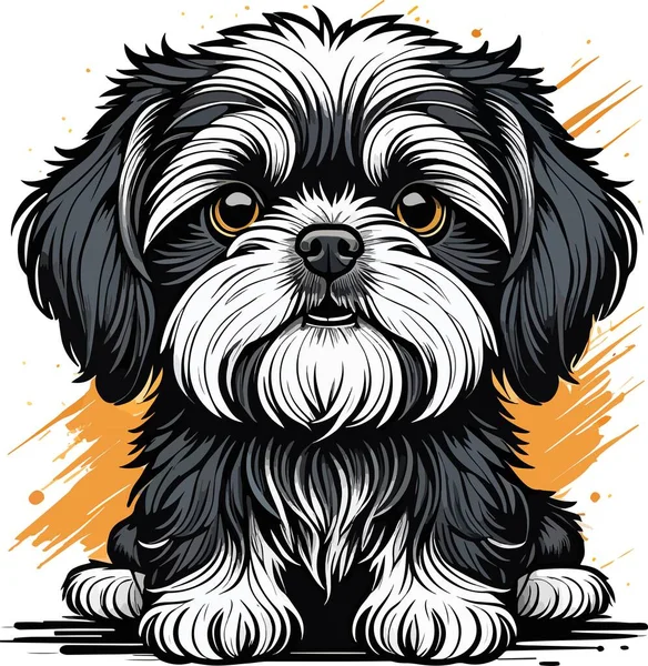 Tirar Fôlego Adorável Shih Tzu Arte Cachorro Ilustração Vetorial — Vetor de Stock