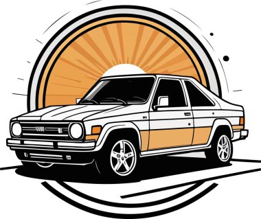 Muhteşem bir spor araba yaz vektör sanatı. Vektör illüstrasyonu