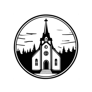 Olağanüstü ve sevimli Hıristiyan kilisesi vektör sanatı. Vektör illüstrasyonu