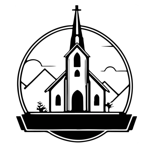 Jolie Belle Église Chrétienne Vecteur Art Illustration Vectorielle — Image vectorielle