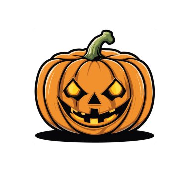 İnanılmaz ve sevimli Cadılar Bayramı Balkabağı vektör sanatı. Vektör illüstrasyonu