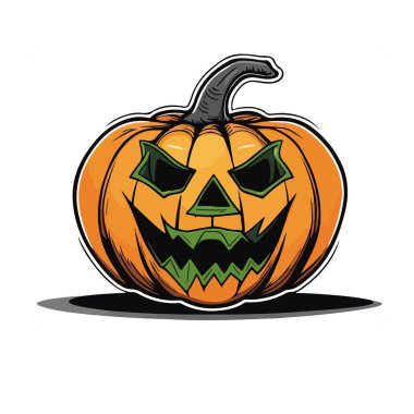 Harika ve güzel Cadılar Bayramı Balkabağı vektör sanatı. Vektör illüstrasyonu