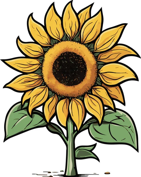 Fantastical Lovely Sunflower Spring Summer Art Vector Illustration — Stock Vector