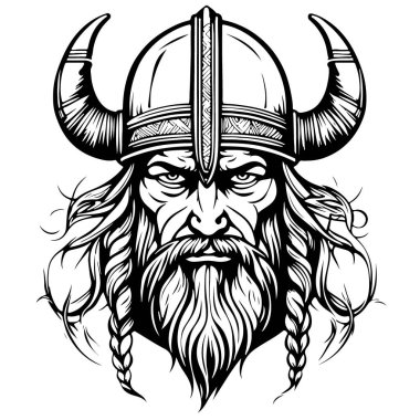 Mükemmel Viking amblem vektör logo sanatı. Vektör illüstrasyonu