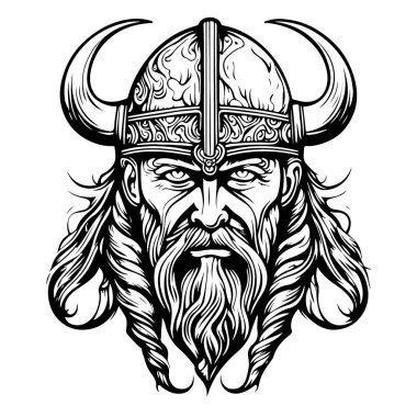 Muhteşem Viking amblem vektör logo sanatı. Vektör illüstrasyonu