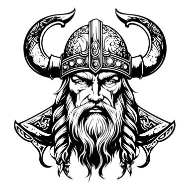 Muhteşem Viking amblem vektör logo sanatı. Vektör illüstrasyonu