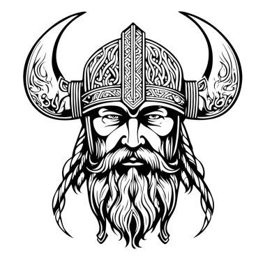 Muhteşem vektör sanatı Viking amblemi sembolü. Vektör illüstrasyonu