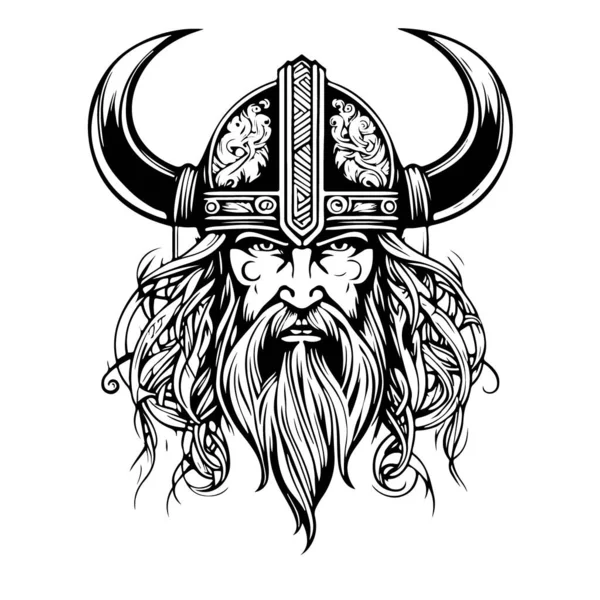 Incrível Linda Viking Emblema Vetor Logotipo Arte Ilustração Vetorial — Vetor de Stock