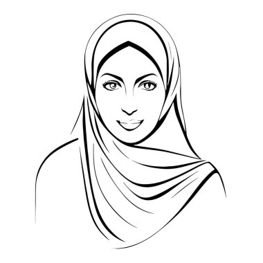 Harika bir vektör sanat müslüman kadın logosu. Vektör illüstrasyonu