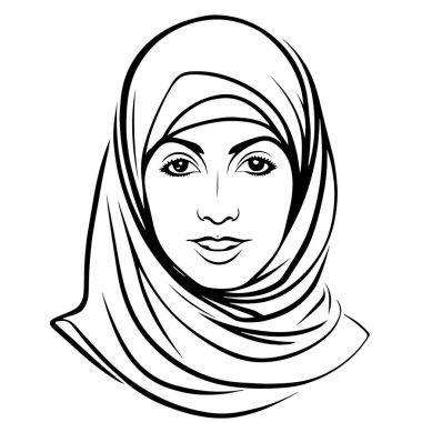 Muhteşem ve sevimli Müslüman kadın vektör sanatı. Vektör illüstrasyonu