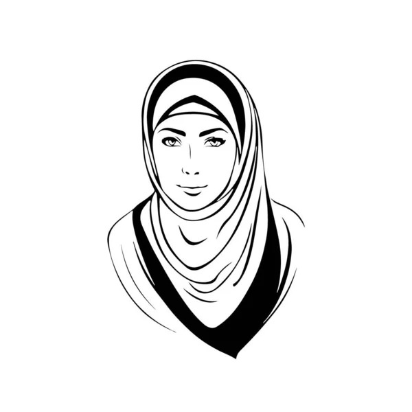 Magnifique Charmante Femme Musulmane Vecteur Art Illustration Vectorielle — Image vectorielle