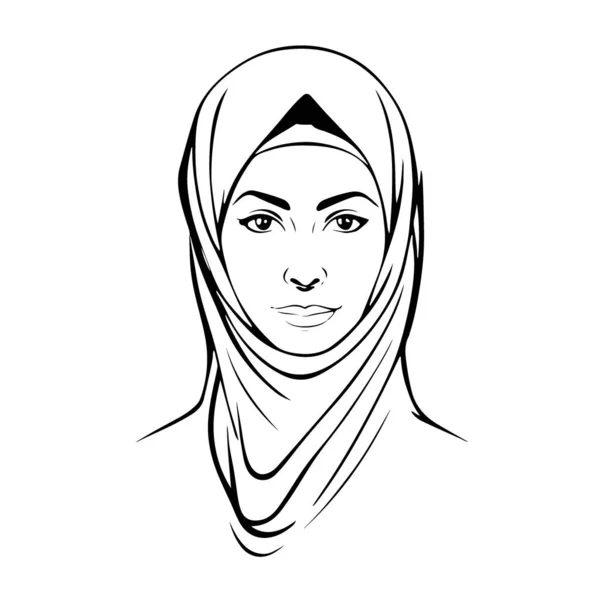 Eccellente Bella Donna Musulmana Vettore Logo Art Illustrazione Vettoriale — Vettoriale Stock
