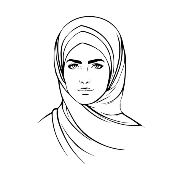 Hermosa Hermosa Mujer Musulmana Vector Logo Arte Ilustración Vectorial — Archivo Imágenes Vectoriales
