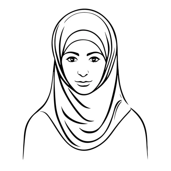 Pretty Lovely Vector Art Muslim Woman Logo Vector Illustration — Stock Vector