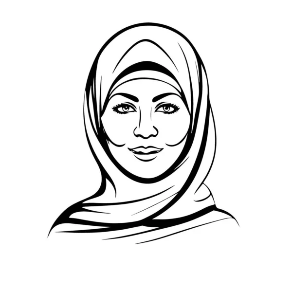 Fantástico Lindo Vetor Arte Muçulmano Mulher Logotipo Ilustração Vetorial —  Vetores de Stock