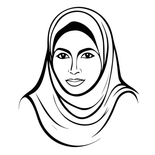 Verbazingwekkende Mooie Moslim Vrouw Vector Logo Kunst Vectorillustratie — Stockvector
