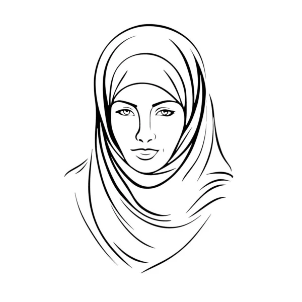 素晴らしい素敵なイスラム教の女性ベクターのロゴアート ベクトルイラスト — ストックベクタ