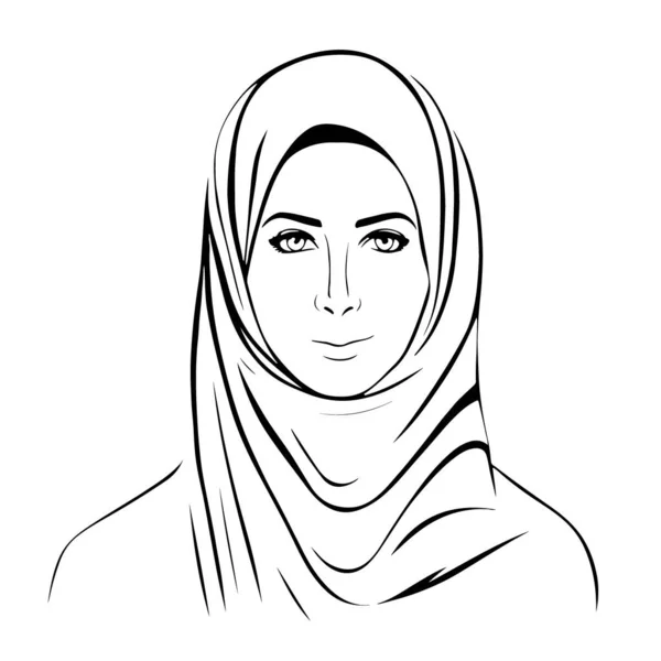 Wonderful Lovely Muslim Woman Vector Logo Art Vector Illustration — Stock Vector