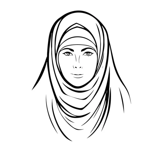 Impresionante Encantadora Mujer Musulmana Vector Logo Arte Ilustración Vectorial — Vector de stock