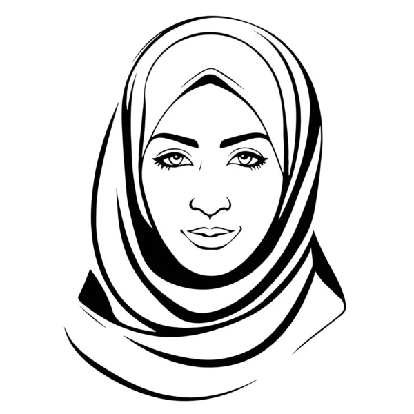 Extraordinaria Encantadora Mujer Musulmana Vector Logo Arte Ilustración Vectorial — Vector de stock