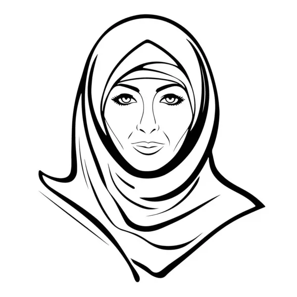 漂亮可爱的病媒艺术穆斯林妇女标志 矢量说明 — 图库矢量图片