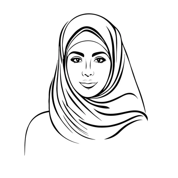 Pretty Lovely Muslim Woman Vector Art Vector Illustration — Stock Vector