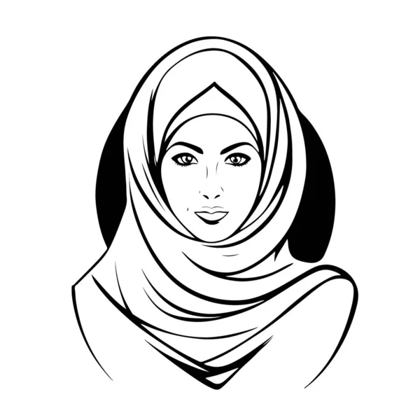 Ganska Härlig Muslimsk Kvinna Vektor Logotyp Konst Vektorillustration — Stock vektor