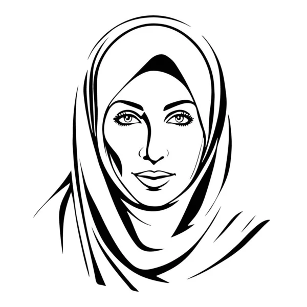 Great Lovely Muslim Woman Vector Art Vector Illustration — Stock Vector