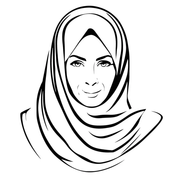 Super Lovely Muslim Woman Vector Logo Art Vector Illustration — Stock Vector