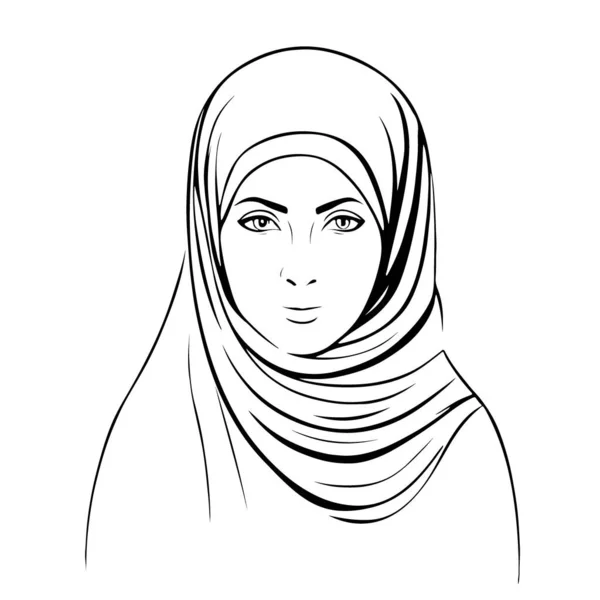 Große Schöne Vektor Kunst Muslimische Frau Logo Vektorillustration — Stockvektor